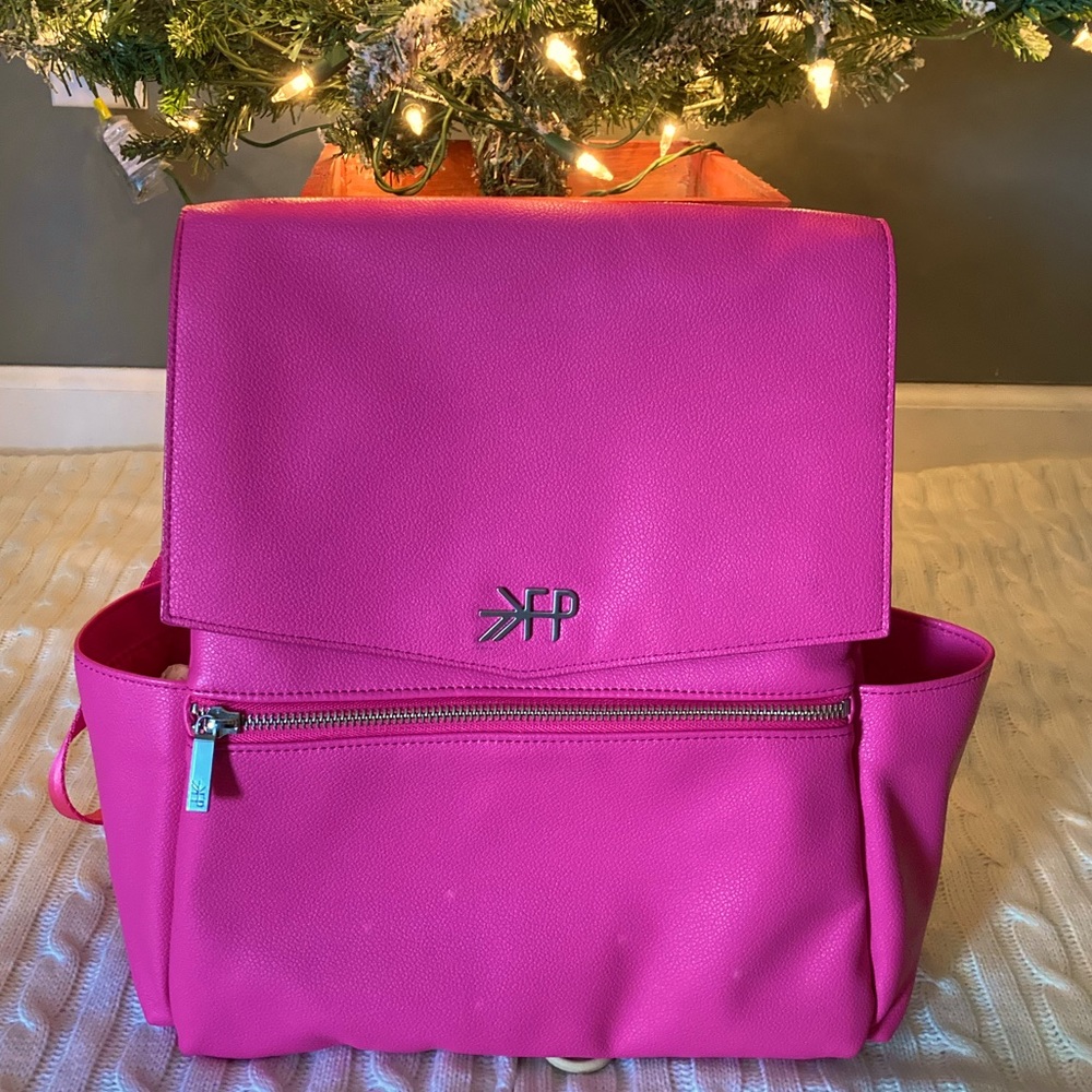 NWT Freshly Picked Classic mini diaper backpack Hot Pink AND matching zip pouch